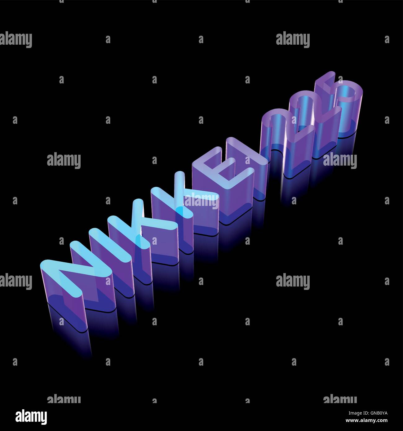 Caractère lumineux néon 3d indice Nikkei 225 fait de verre, vector illustration. Illustration de Vecteur