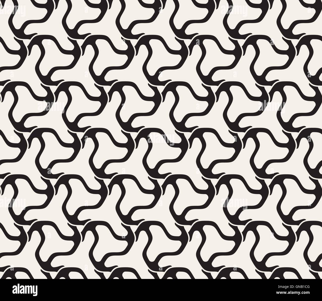 Seamless Vector noir et blanc motif de ligne Triangle Swirl Illustration de Vecteur