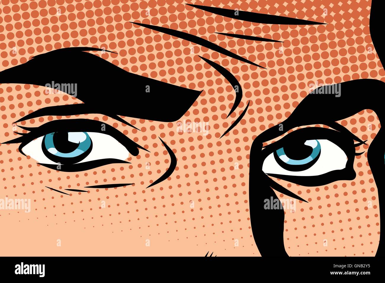 Les yeux bleus de sexe masculin rétro pop art Illustration de Vecteur