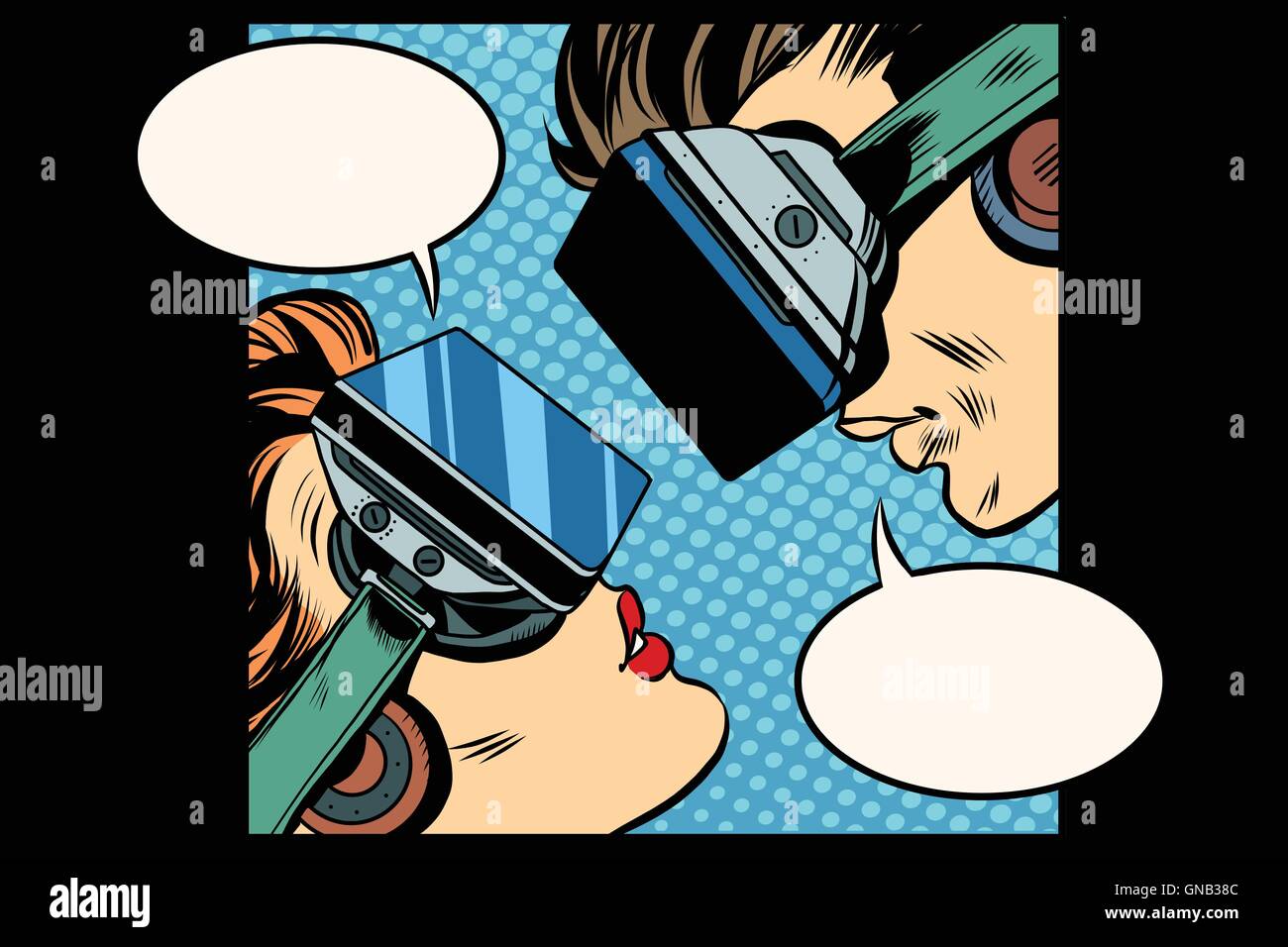 L'amour virtuel homme femme lunettes vr Illustration de Vecteur