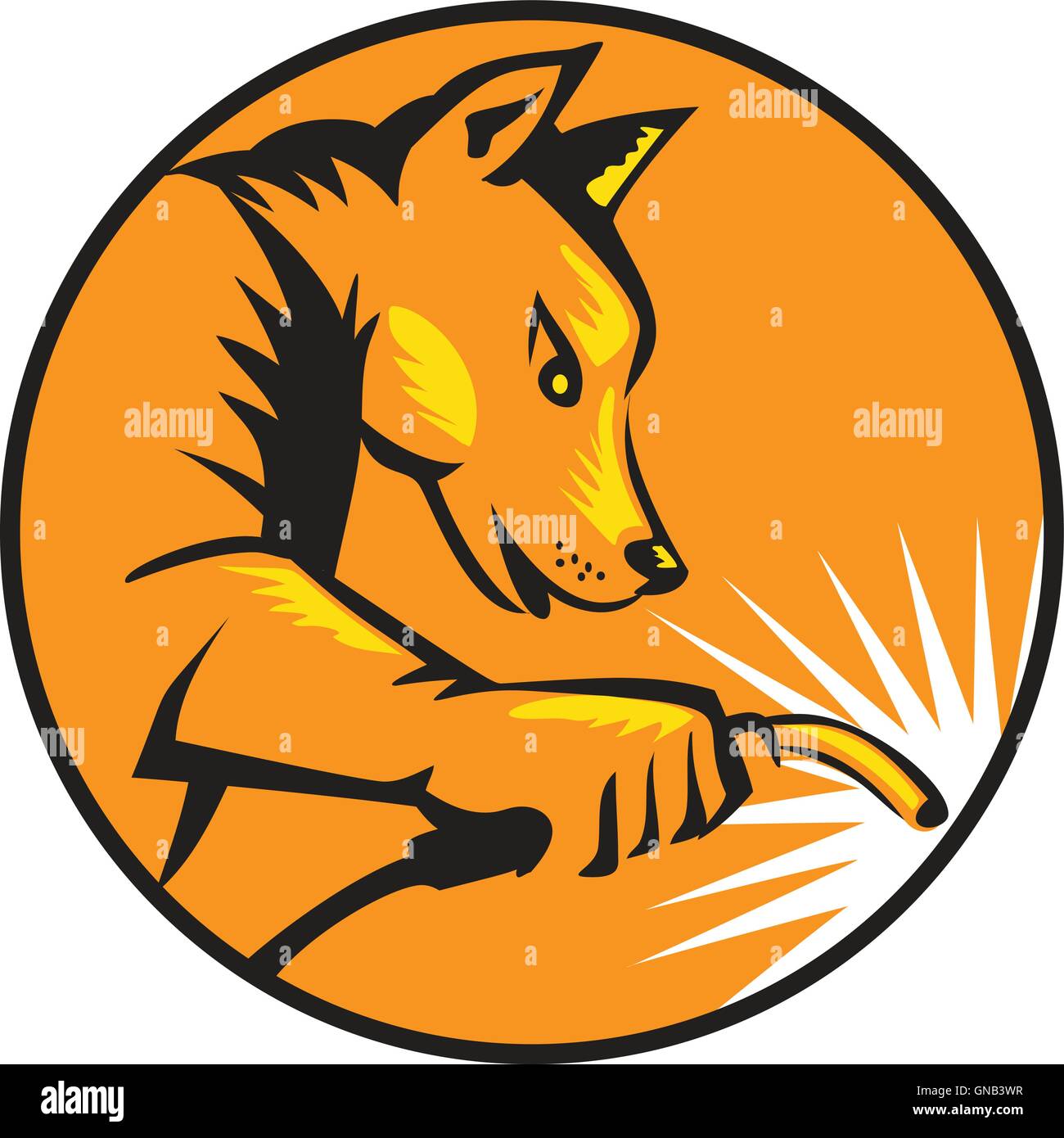 Dingo Dog Retro Circle de soudure Illustration de Vecteur