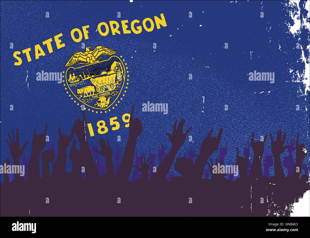 Drapeau de l'état de l'Oregon avec Audience Illustration de Vecteur
