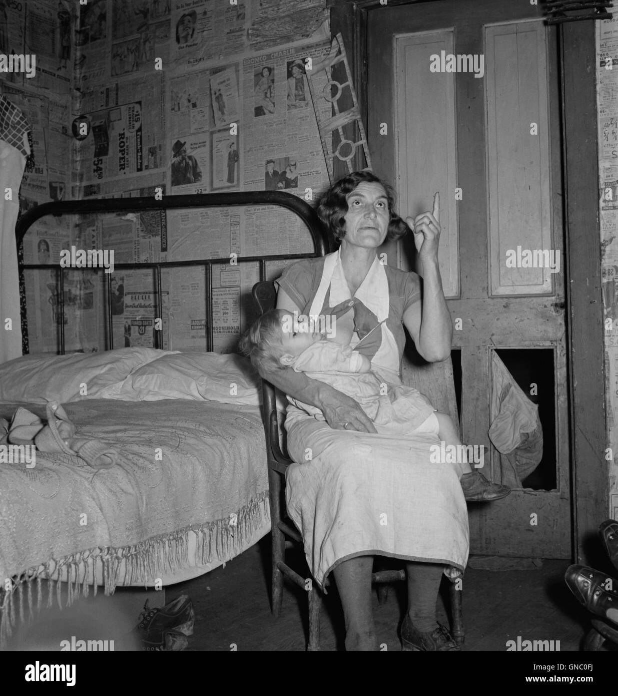 La femme de mineur de charbon et de l'enfant Enfant, Portrait, Pursglove, West Virginia, USA, Marion Post Wolcott pour Farm Security Administration, Septembre 1938 Banque D'Images