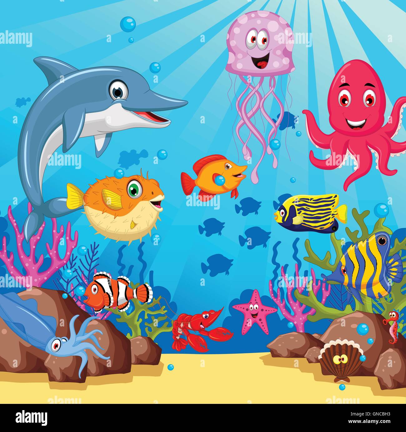 Funny cartoon sea life design pour vous Illustration de Vecteur