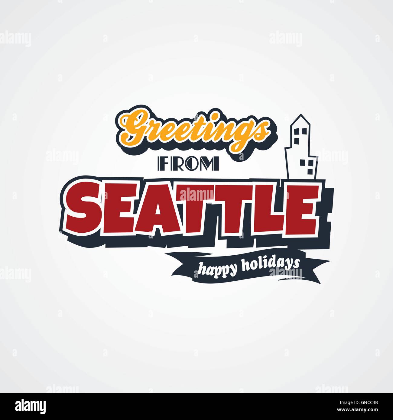 Locations de Seattle thème salutations Illustration de Vecteur