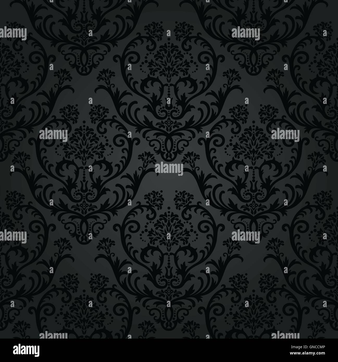 Charbon noir luxe motif papier peint floral Illustration de Vecteur