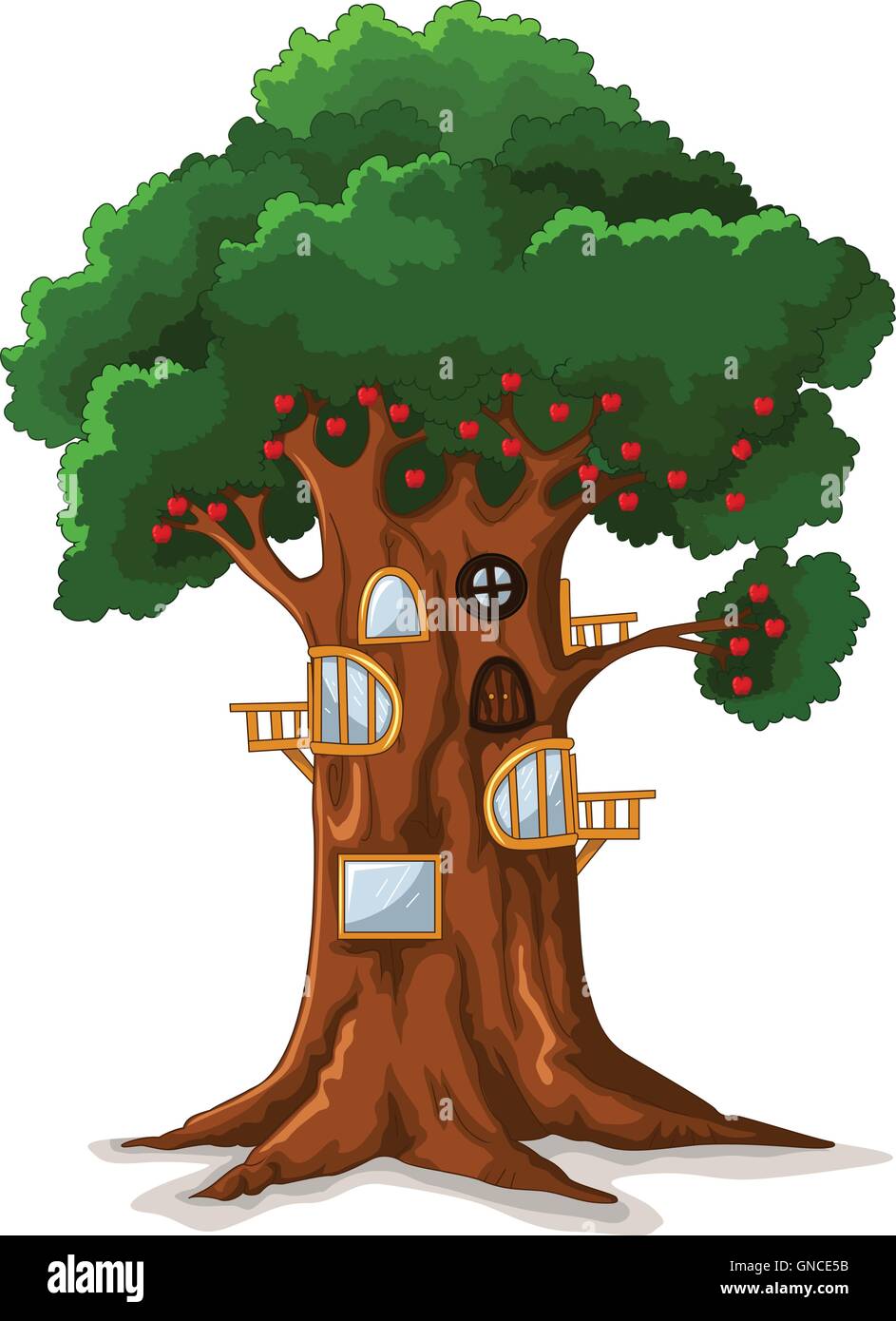Apple Tree House cartoon Illustration de Vecteur