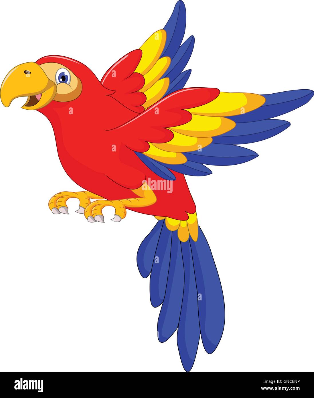 Macaw bird flying dessin animé Illustration de Vecteur