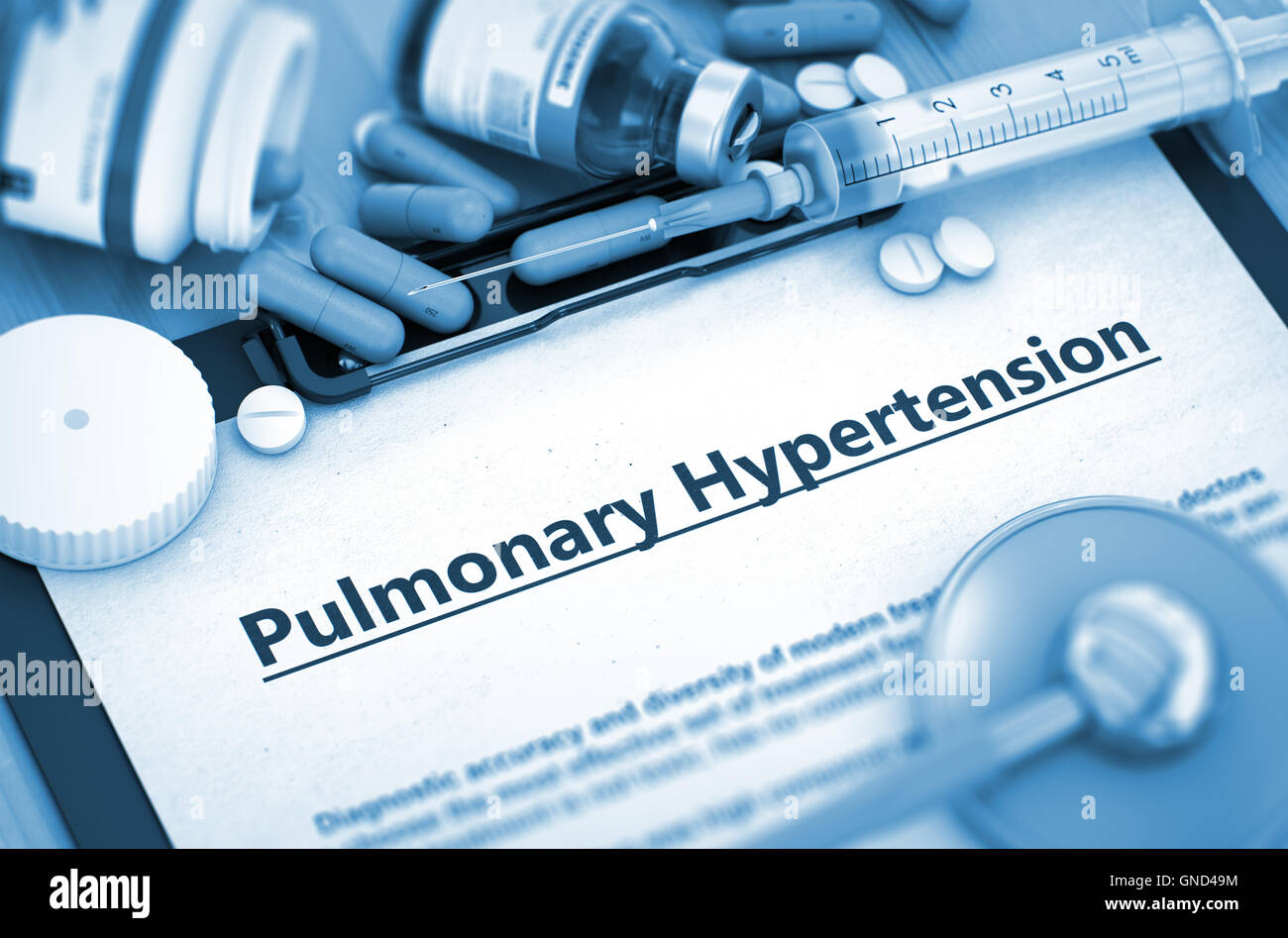 Le diagnostic d'hypertension pulmonaire. Concept médical. Banque D'Images