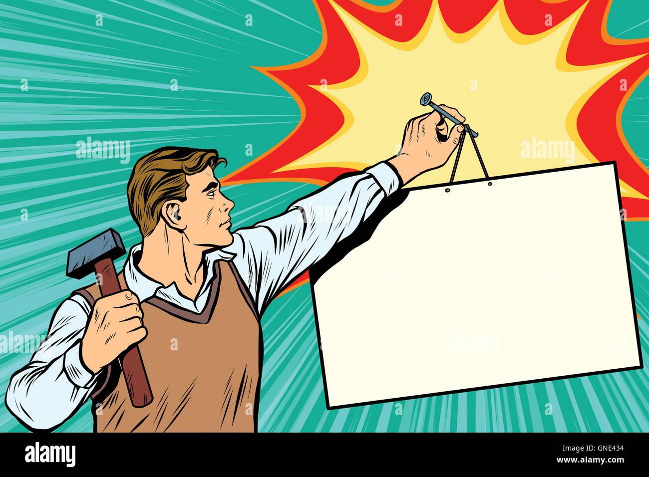 Clouage travailleur une affiche pour le mur Illustration de Vecteur