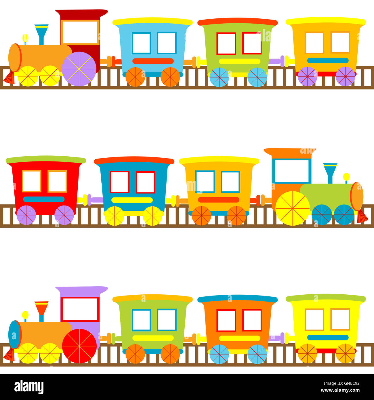 Arrière-plan pour les enfants avec des trains de dessin animé Banque D'Images