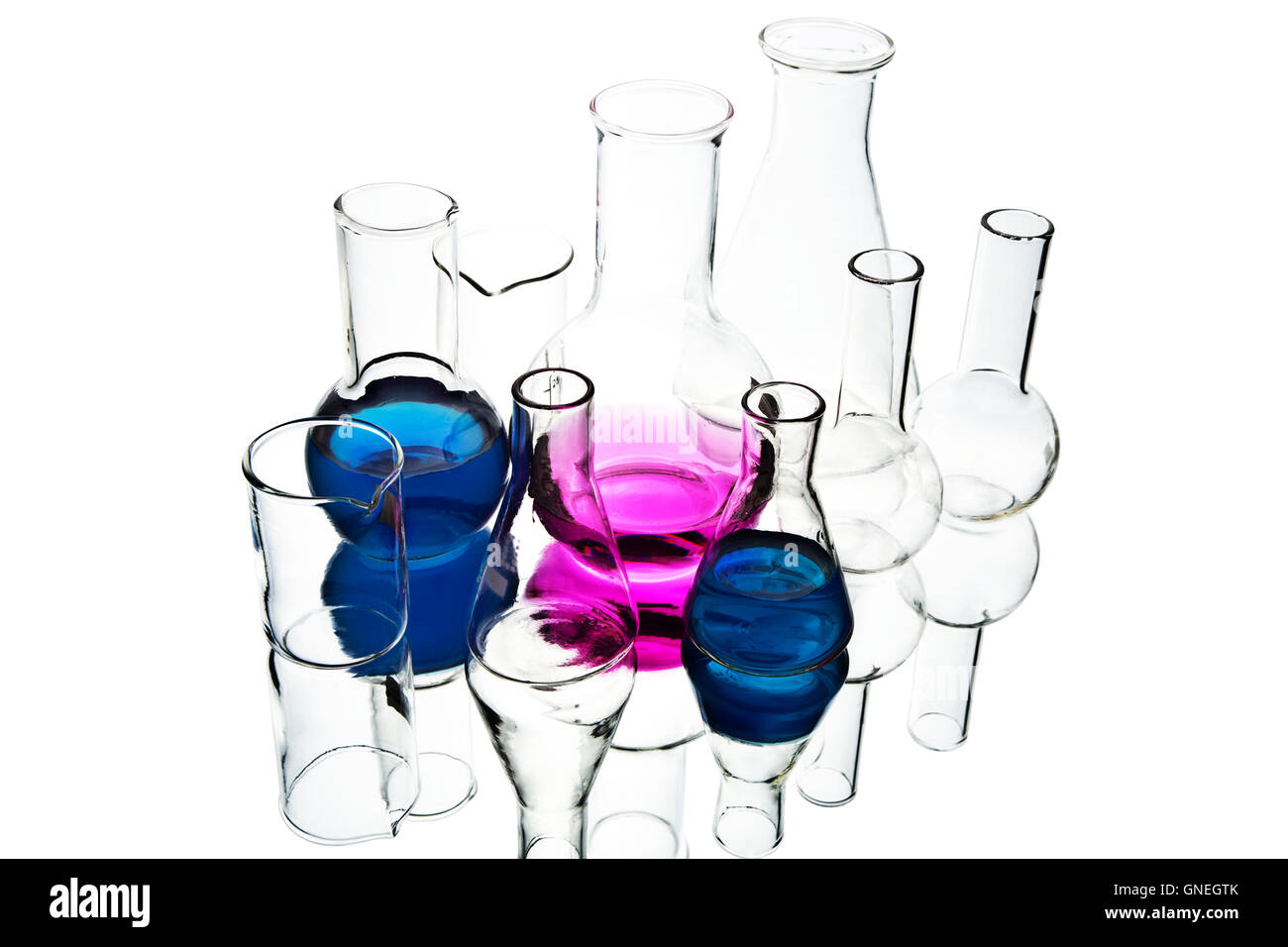 Matériel de laboratoire chimique isolé Banque D'Images