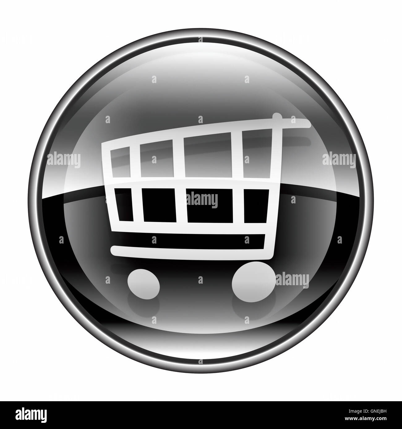 Icône panier noir, isolé sur fond blanc. Banque D'Images