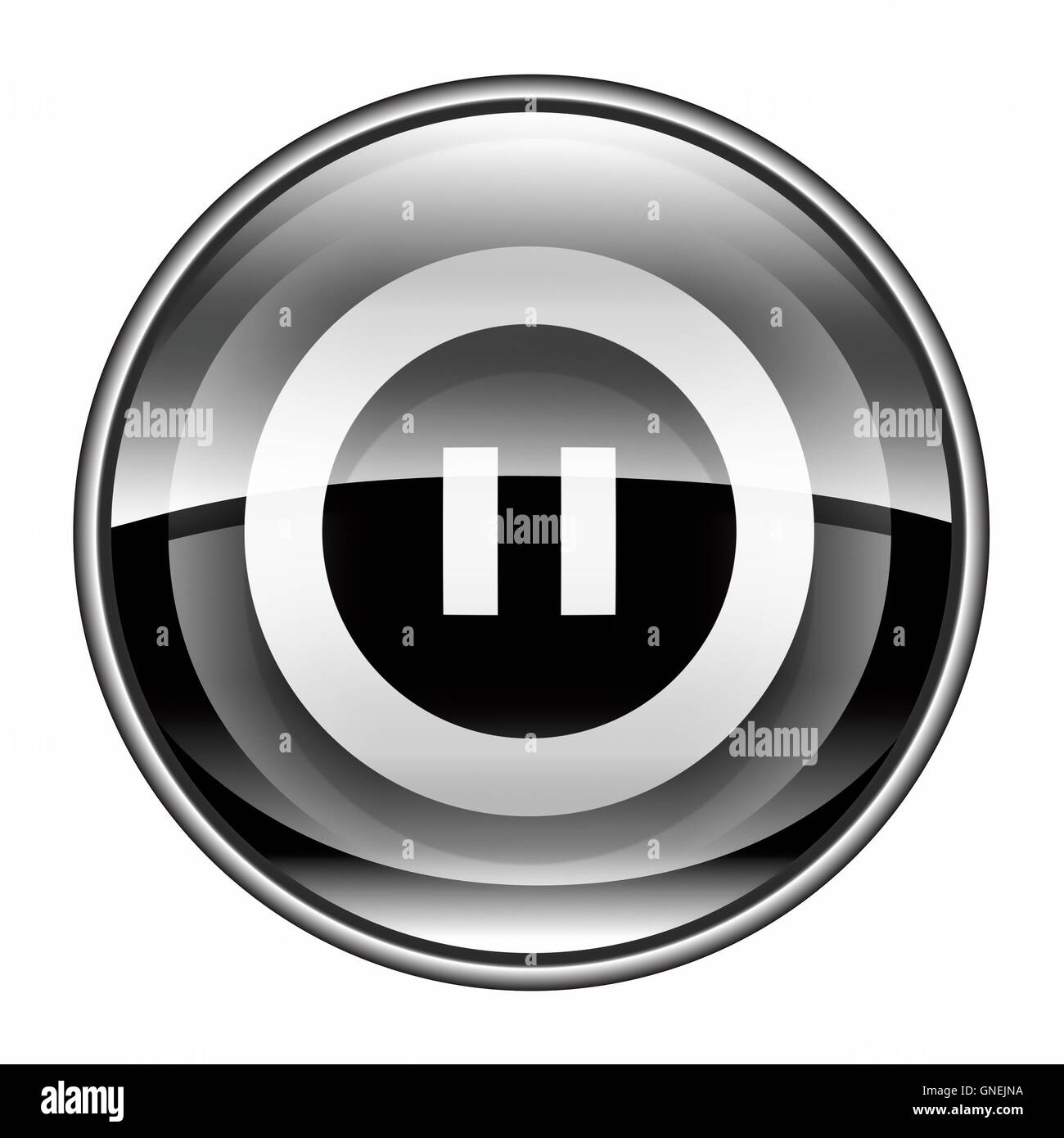 L'icône Pause noir, isolé sur fond blanc. Banque D'Images