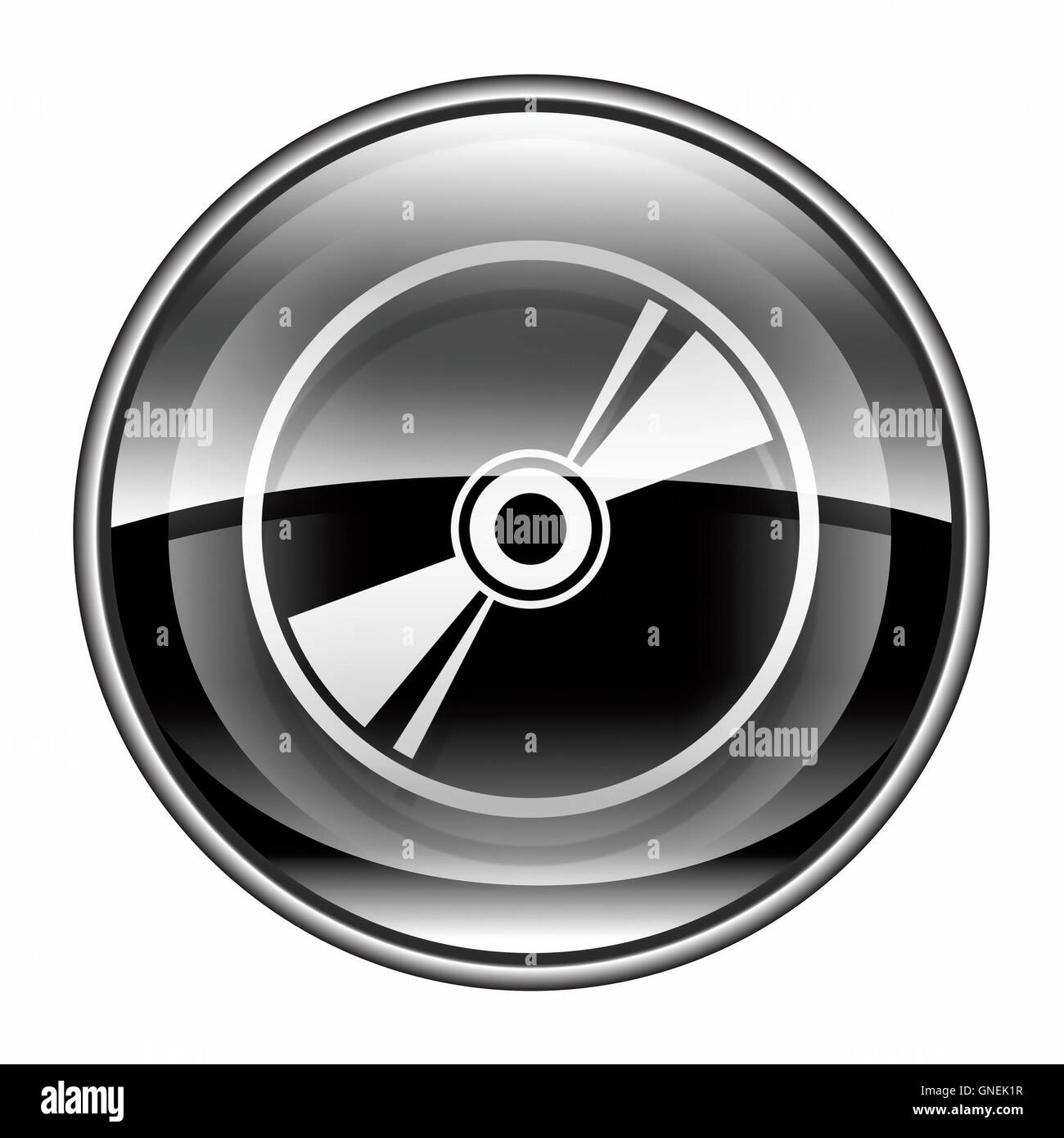 L'icône de disque compact noir, isolé sur fond blanc Banque D'Images