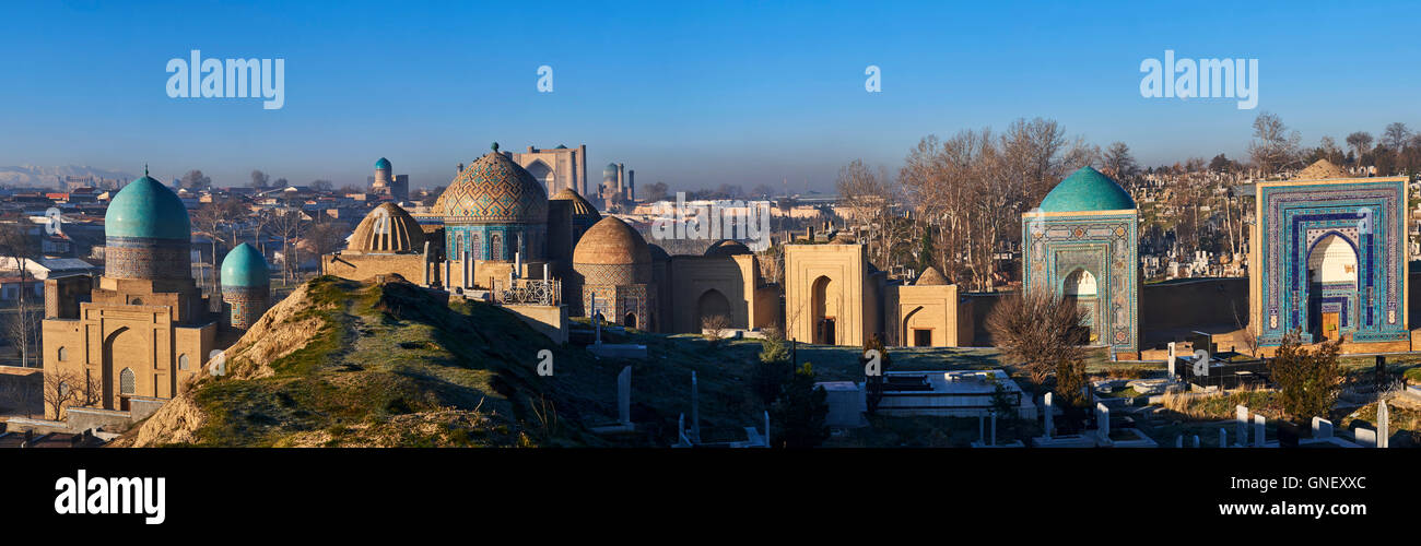 L'Ouzbékistan, Samarkand, Patrimoine Mondial de l'UNESCO, le Reghistan, mausolée de Shah i Zinda Banque D'Images