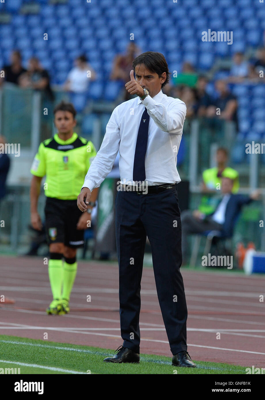 Simone Inzaghi au cours de la Serie A italienne match de football entre S.S. Lazio et C.F. La Juventus au Stade olympique de Rome, le 27 août 2016. Banque D'Images