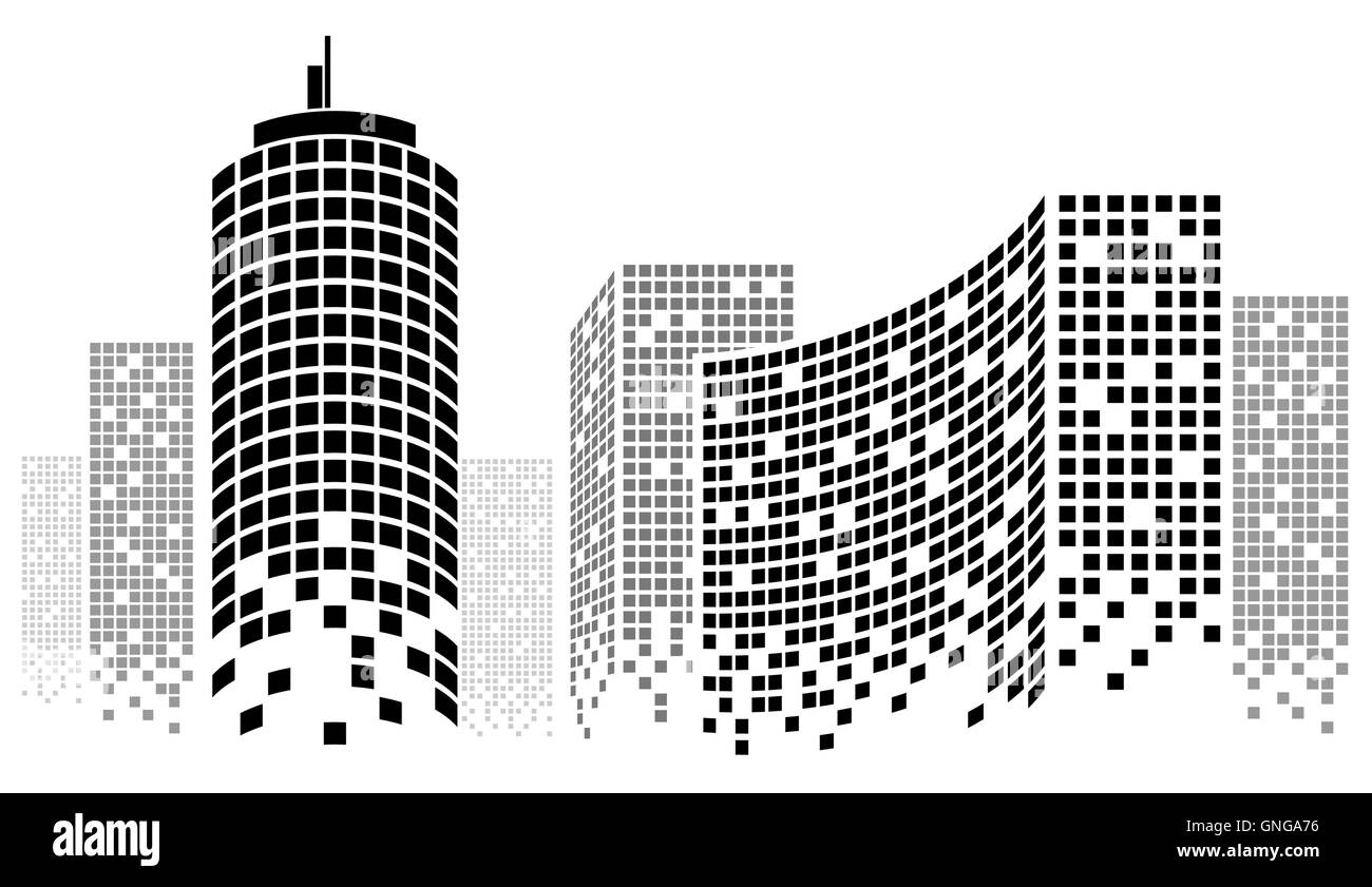 Panorama des gratte-ciel en pointillés Illustration de Vecteur
