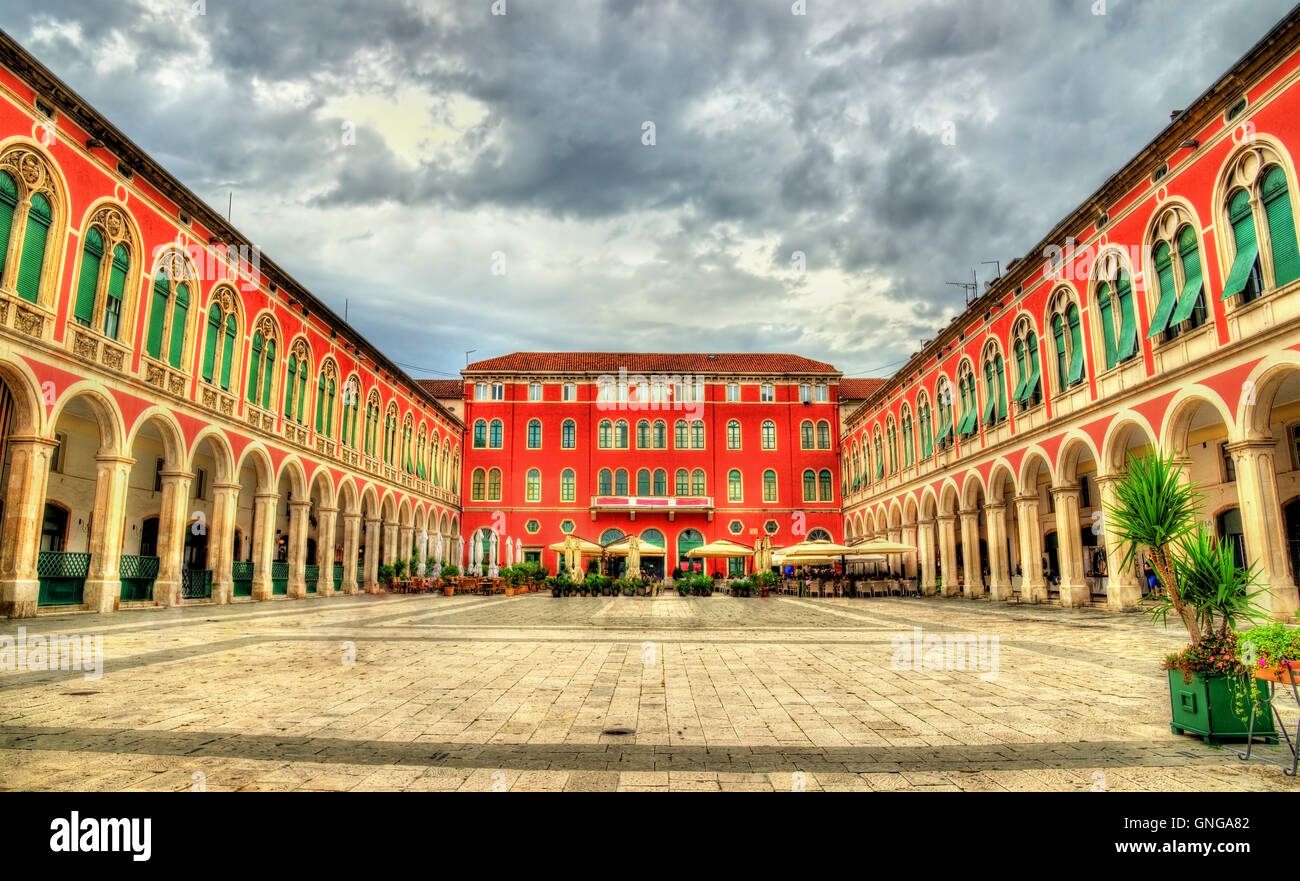 Vue sur la place de la République à Split - Croatie Banque D'Images