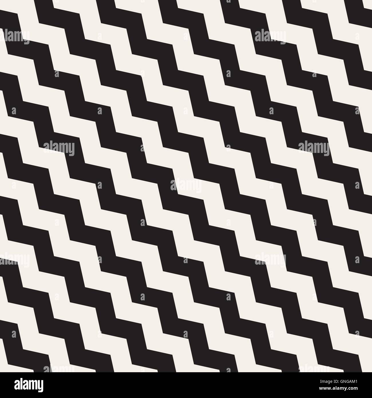 Seamless Vector ZigZag noir et blanc Lignes diagonales motif géométrique Illustration de Vecteur