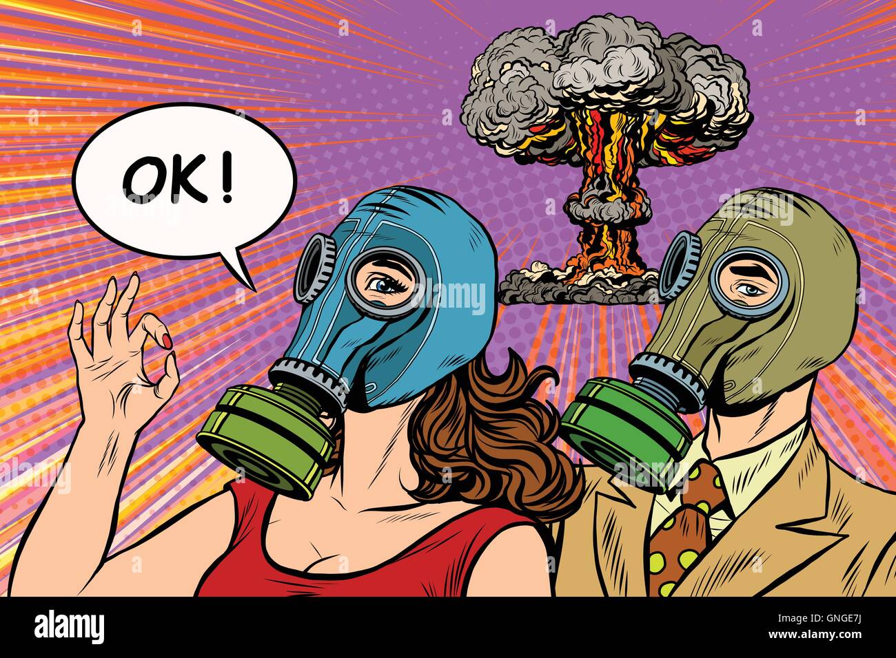 La guerre nucléaire militaire de l'affiche pop art retro Illustration de Vecteur