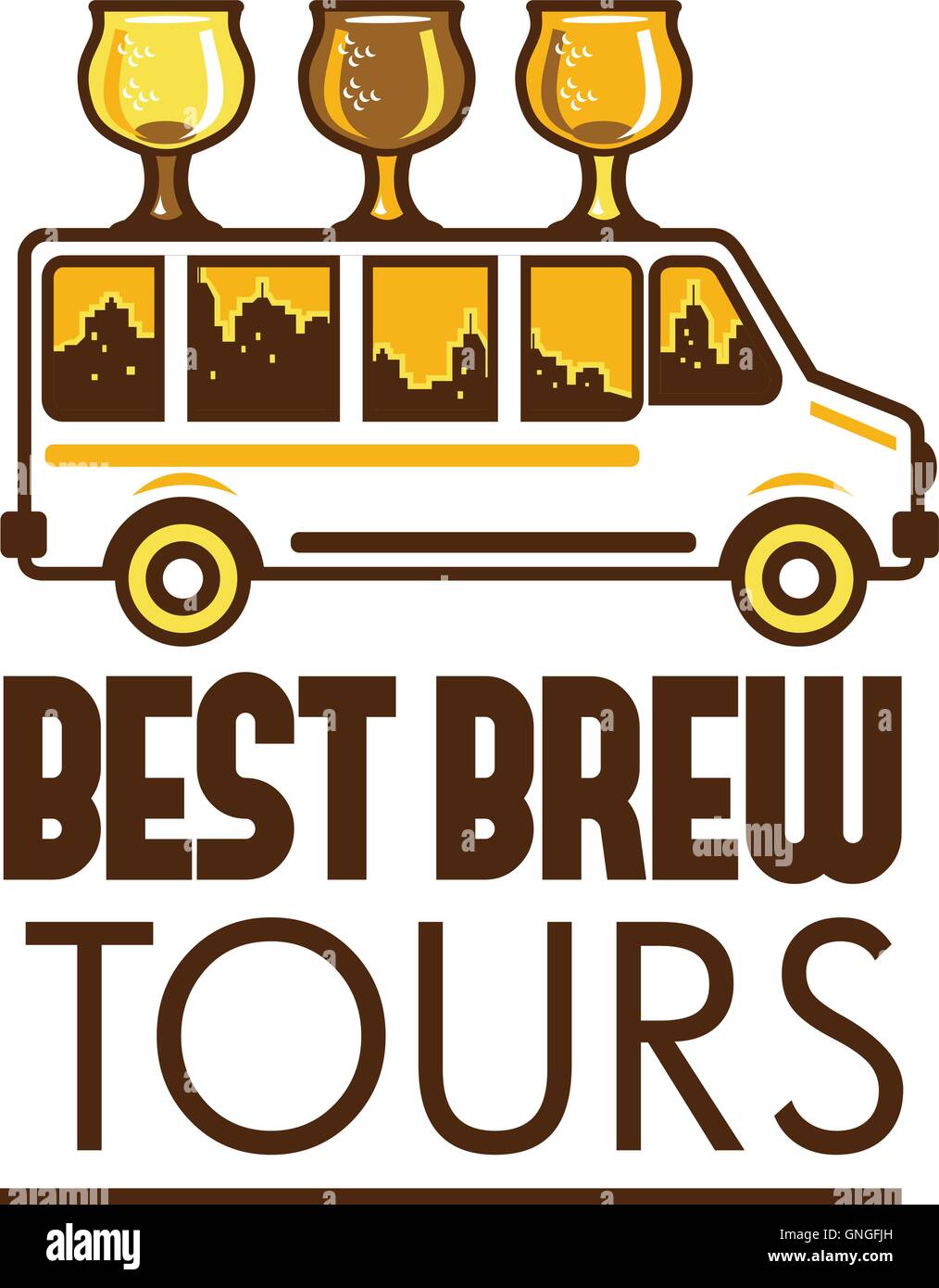 Vol de bière Van Verre Best Brew Tours Retro Illustration de Vecteur