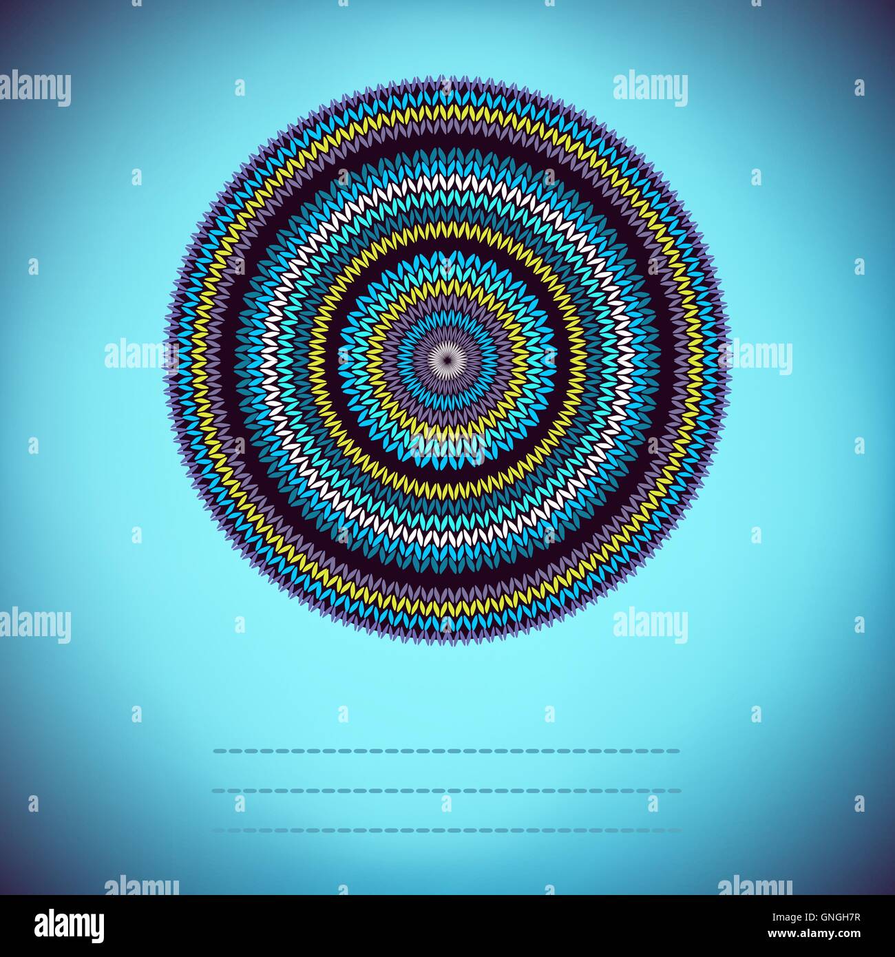 Couvrir avec fond rond ornement motif tricoté, Style Ci Illustration de Vecteur