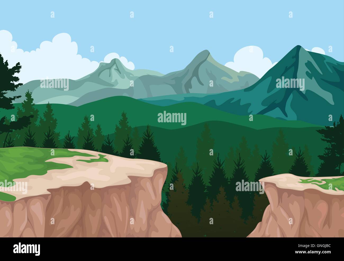 Falaise de montagne en arrière-plan du paysage de beauté Illustration de Vecteur