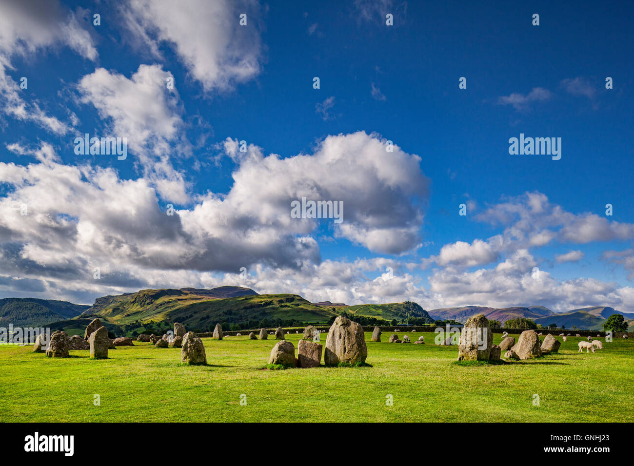 Le cercle de pierres de Castlerigg, Cumbria, England, UK Banque D'Images