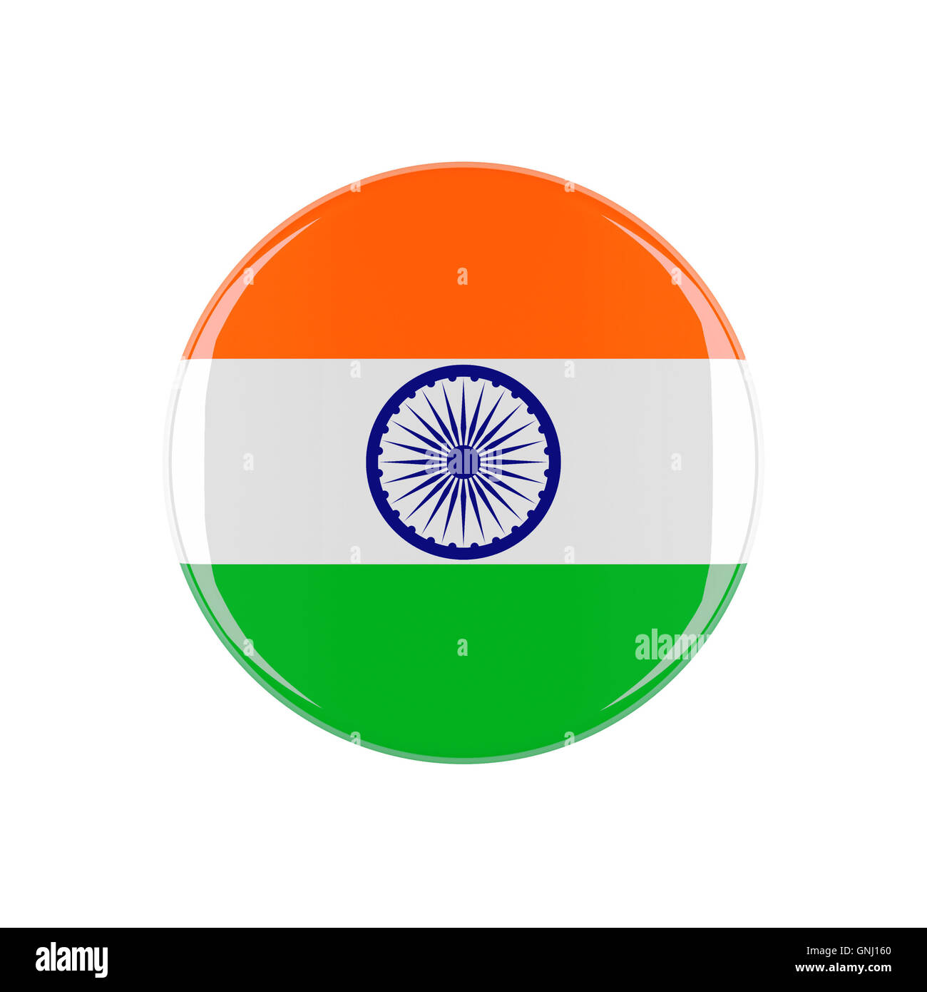 L'Inde bouton 3d isolé sur fond blanc Banque D'Images