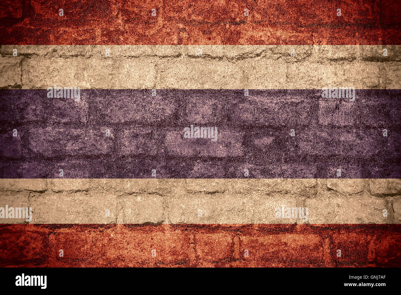 Pavillon de la Thaïlande Thai ou bannière sur fond brique Banque D'Images