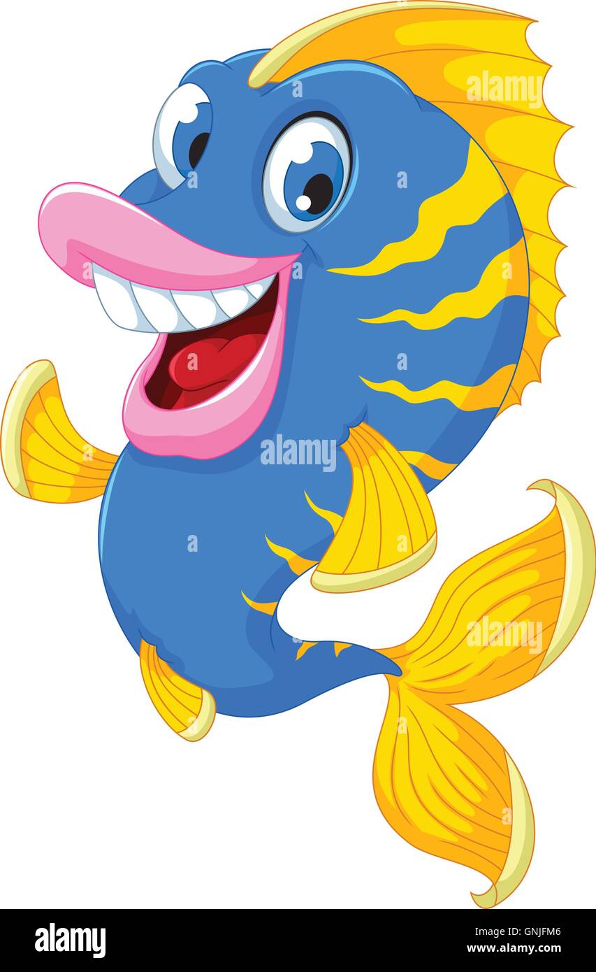 Funny cartoon poisson smiling Illustration de Vecteur