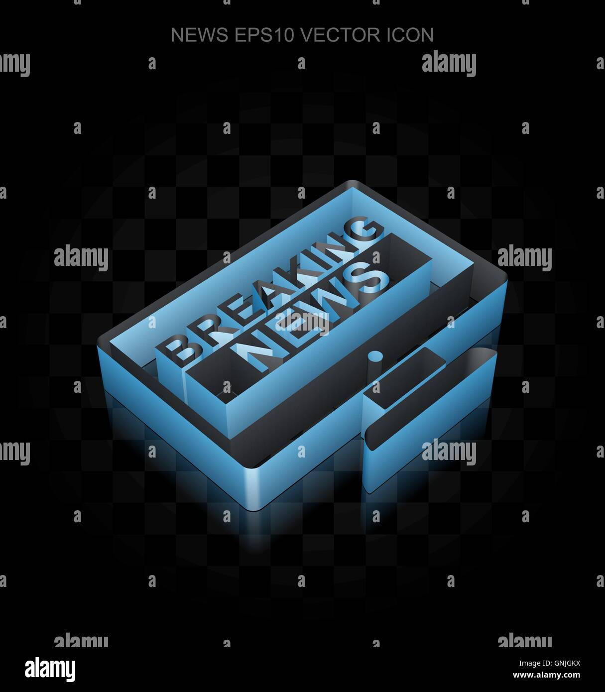 News : l'icône 3D Bleu Breaking News à l'écran en papier, l'ombre transparente, EPS 10 vecteur. Illustration de Vecteur