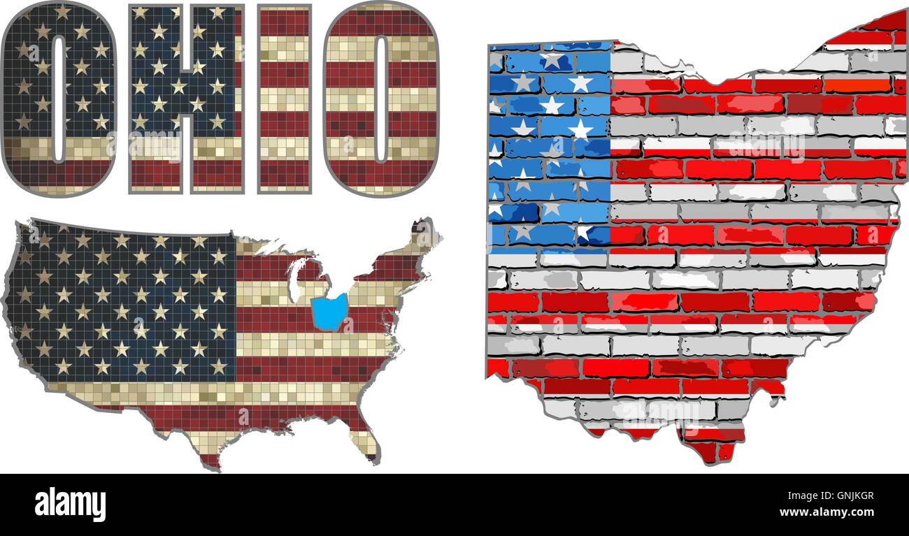 USA Etat de l'Ohio sur un mur de briques Illustration de Vecteur