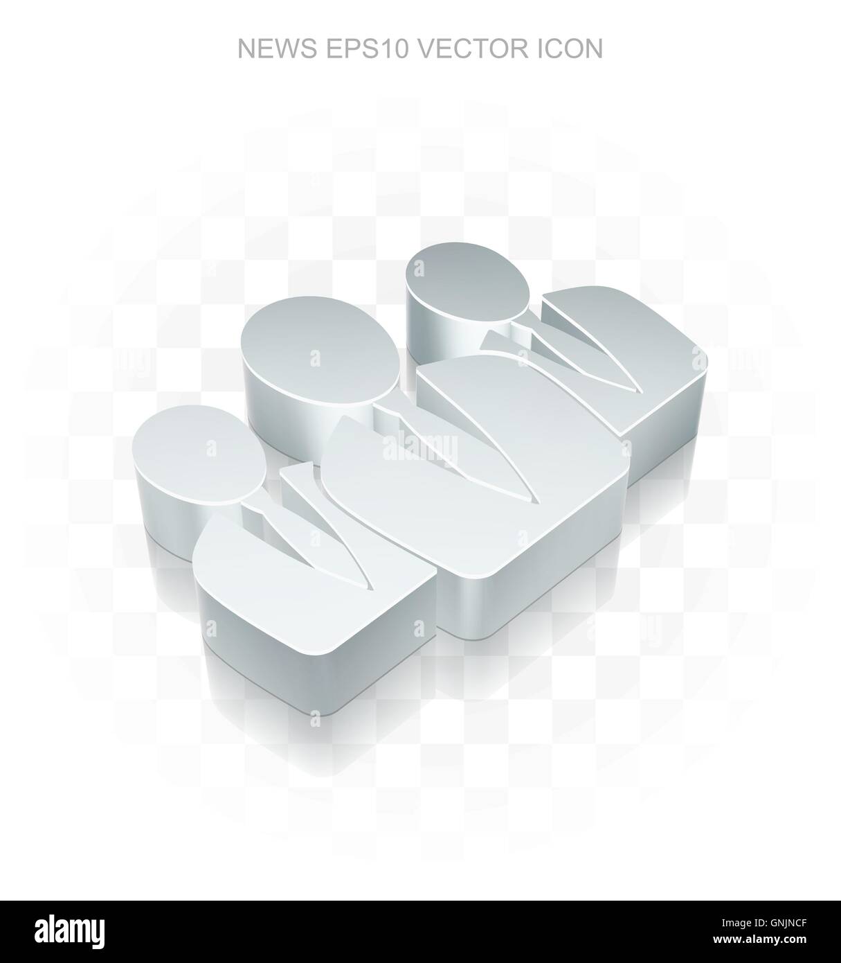 News icône : Télévision 3d métallique des gens d'affaires, l'ombre transparente, vecteur EPS 10. Illustration de Vecteur