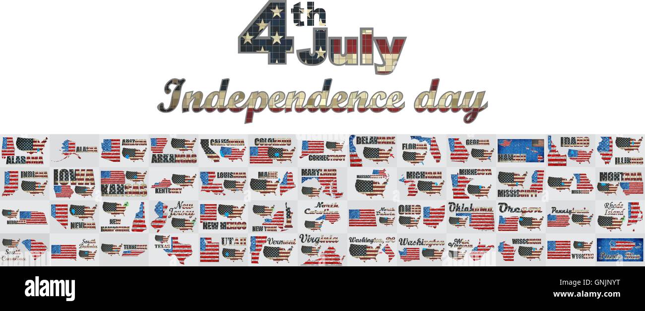Liste des états et territoires des États-Unis Illustration de Vecteur