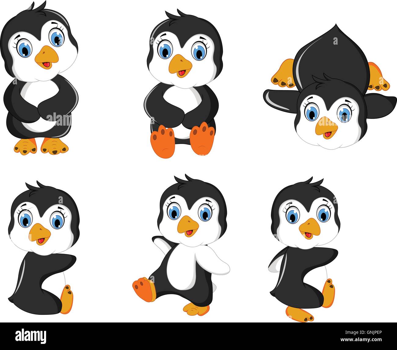 Pingouins bébé cartoon character set Illustration de Vecteur