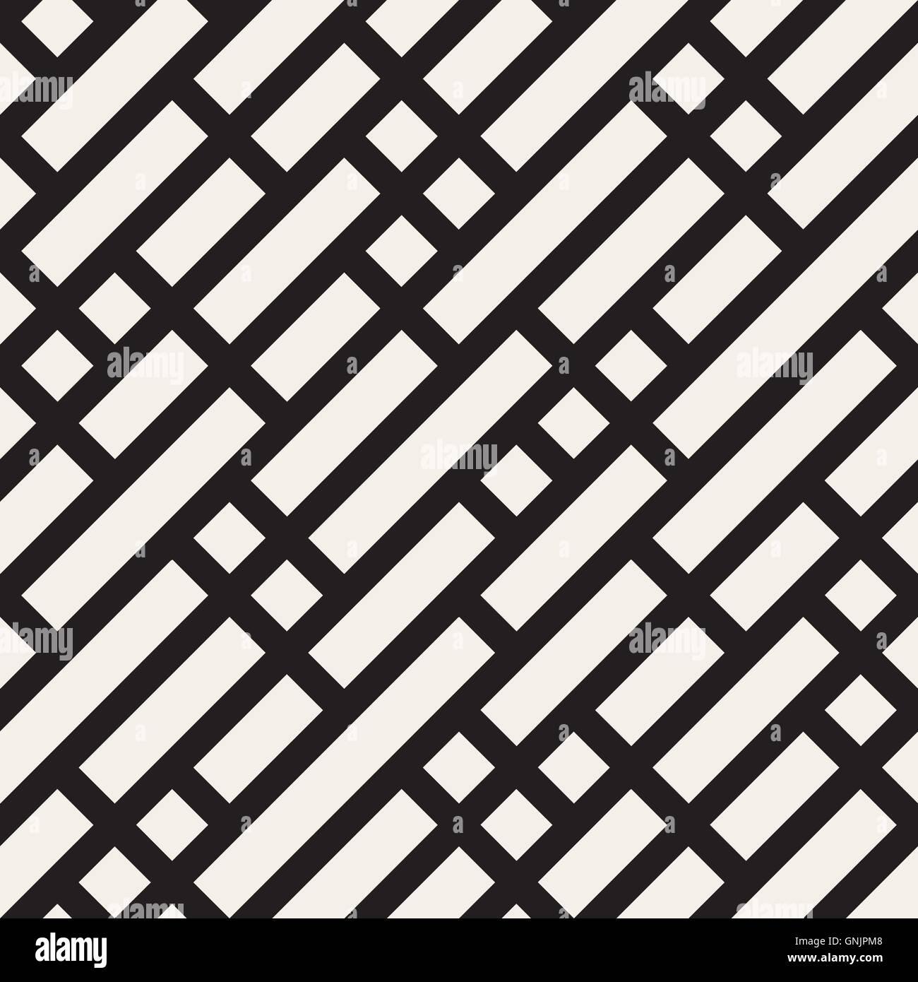 Seamless Vector géométrique noir et blanc Lignes diagonales rythme irrégulier Illustration de Vecteur