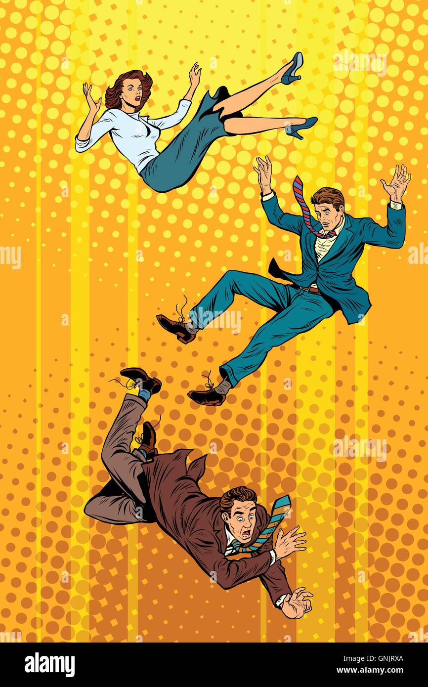 Business man and woman falling down Illustration de Vecteur