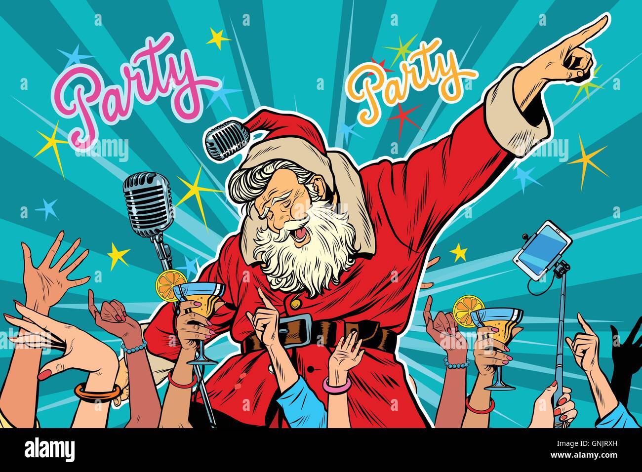 Fête de Noël Santa Claus singer Illustration de Vecteur
