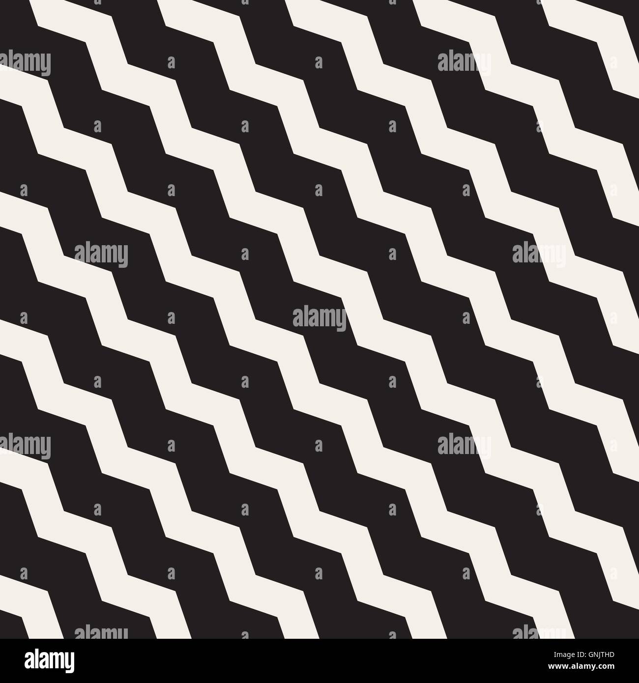 Seamless Vector ZigZag noir et blanc Lignes diagonales motif géométrique Illustration de Vecteur