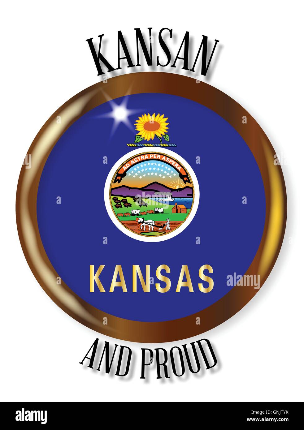 Bouton Drapeau fier Kansas Illustration de Vecteur