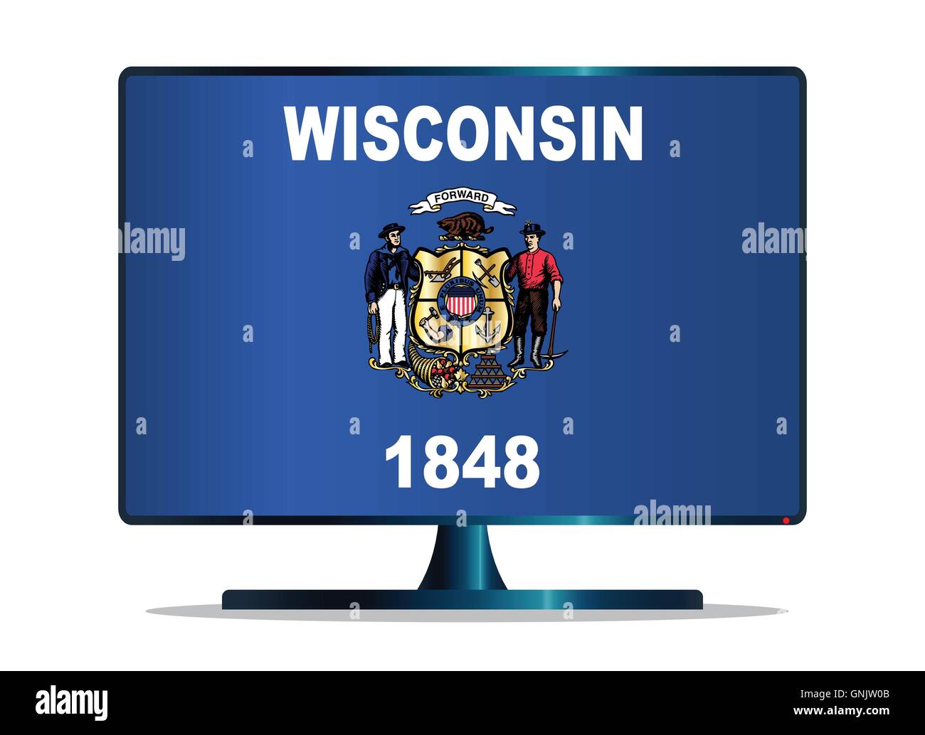 Drapeau Wisconsin plat Illustration de Vecteur