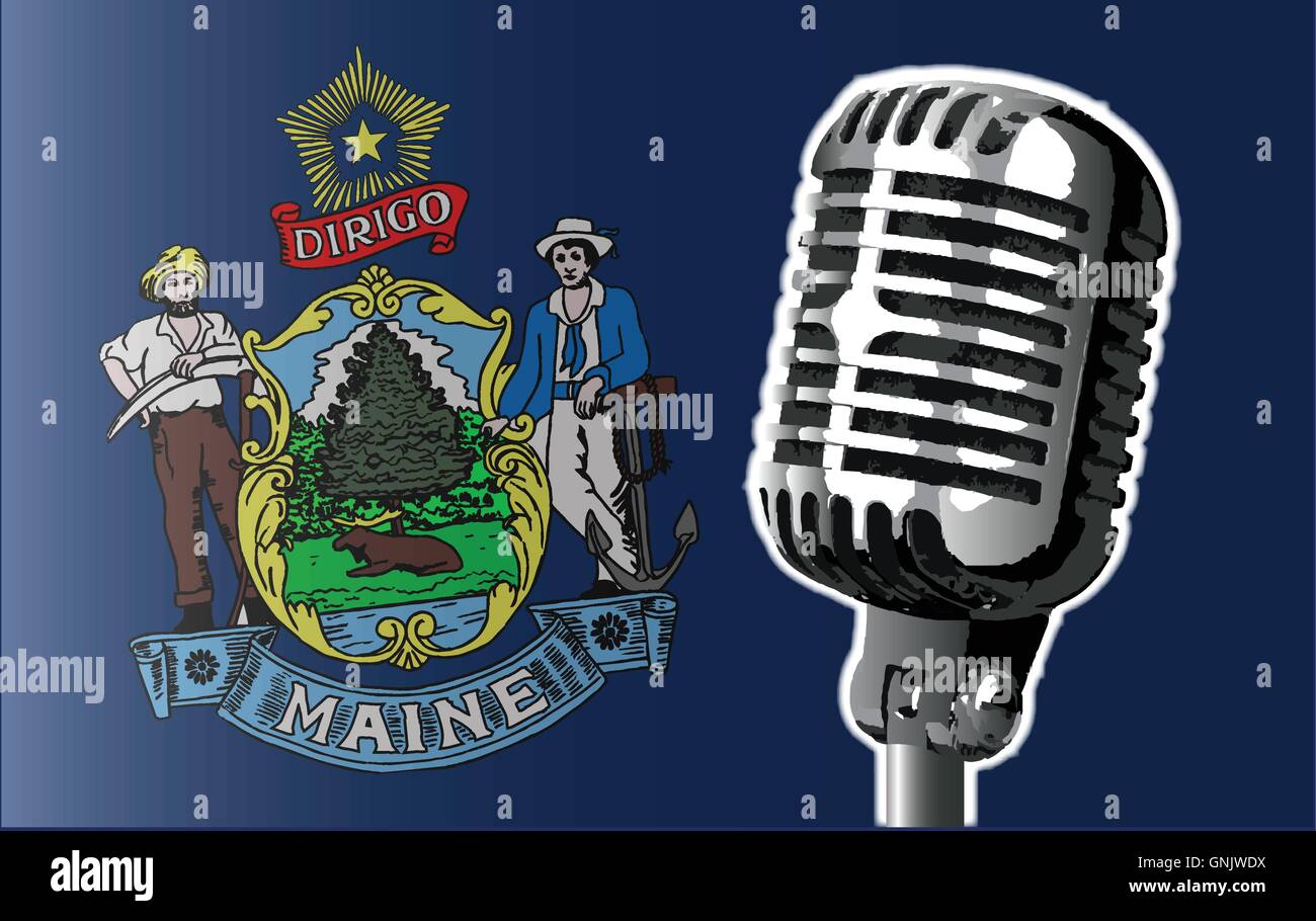 Drapeau du Maine et microphone Illustration de Vecteur
