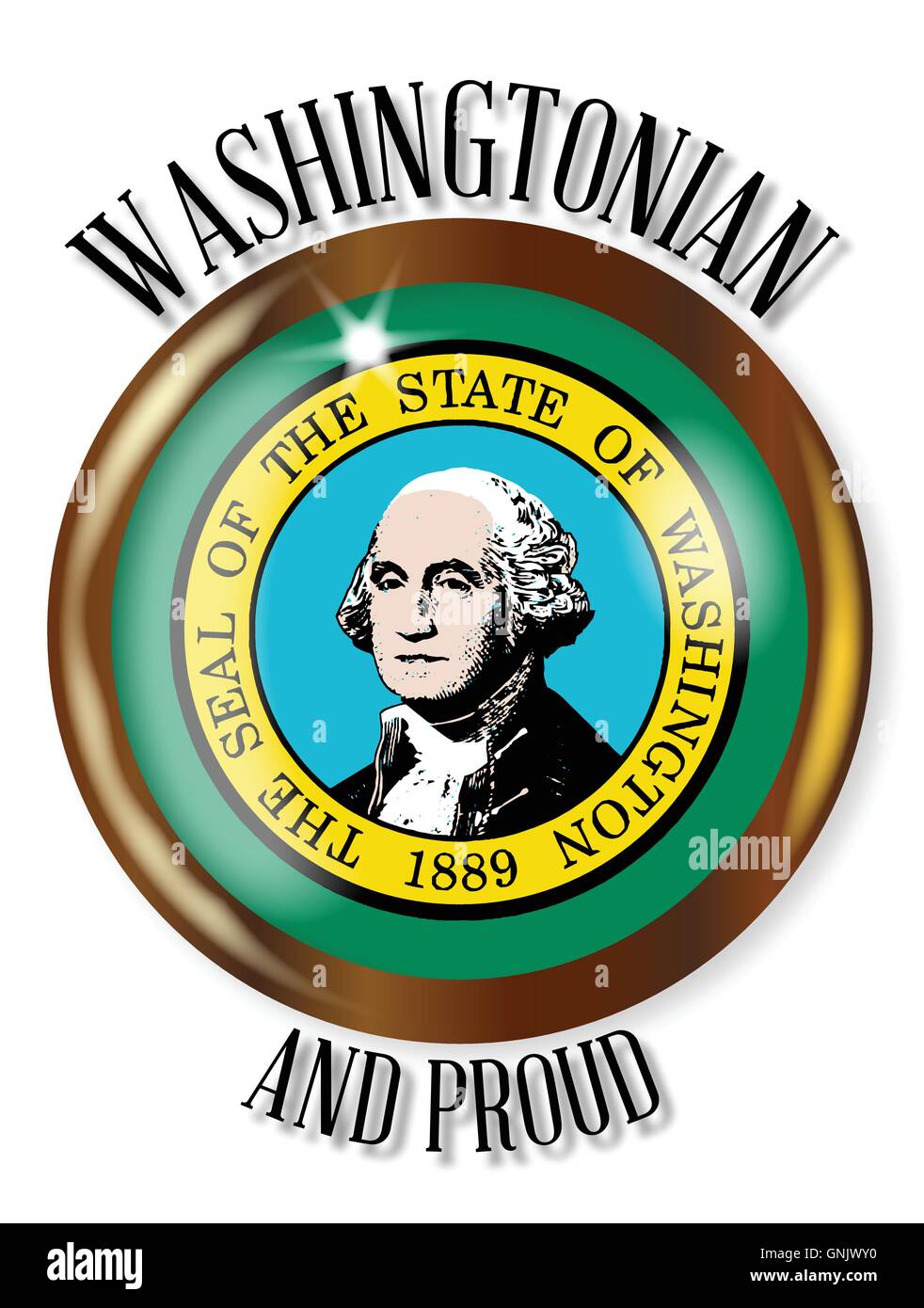 Bouton Drapeau fier Washington Illustration de Vecteur