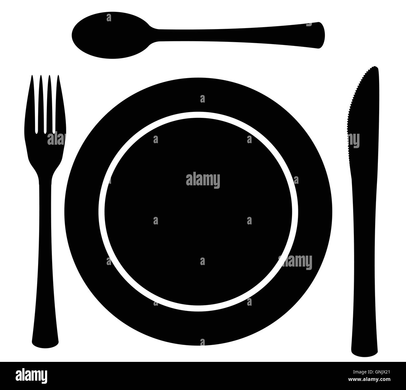 Réglage de la plaque de couverts en métal Illustration de Vecteur