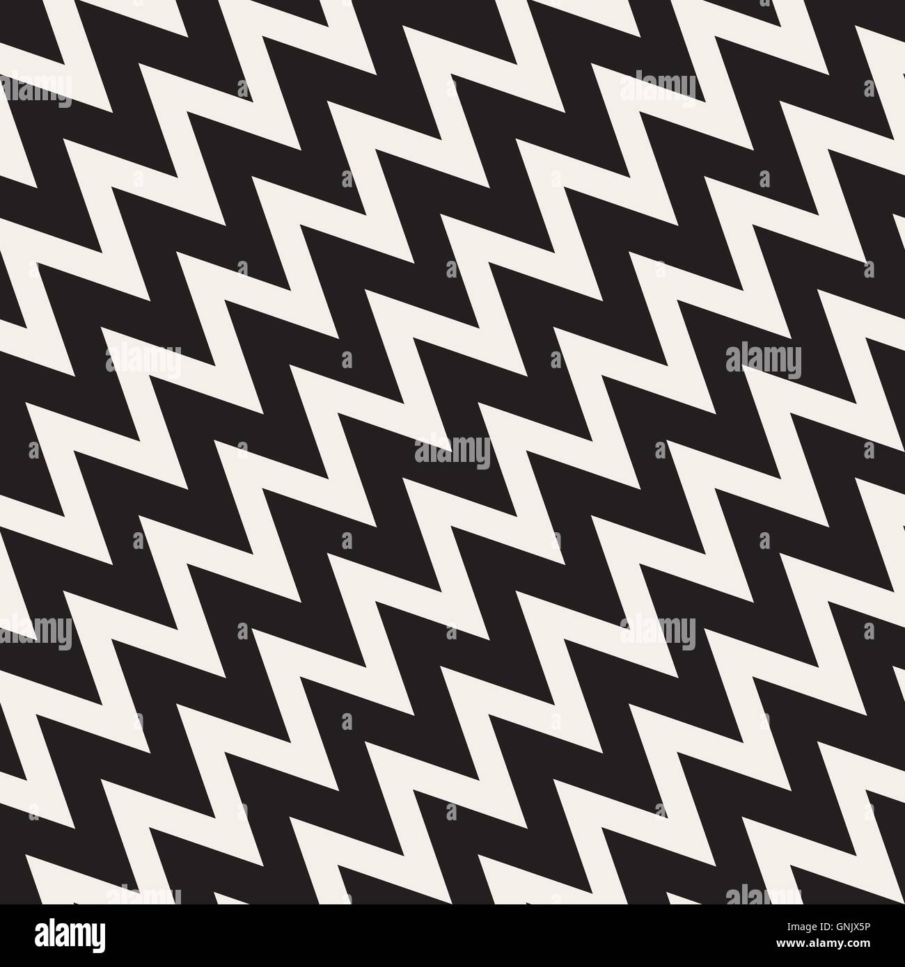 Seamless Vector ZigZag noir et blanc Lignes diagonales motif géométrique Illustration de Vecteur