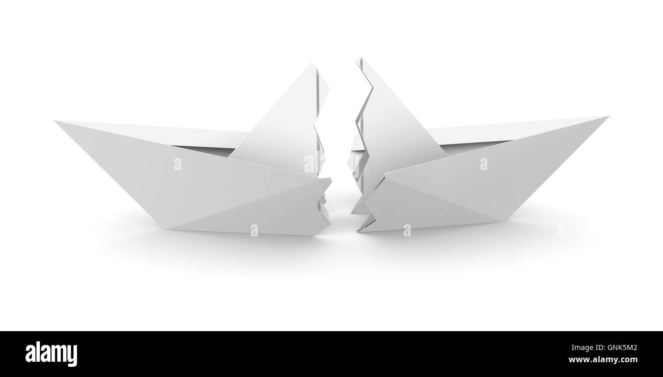 Bateau de papier est divisé en deux parties Banque D'Images