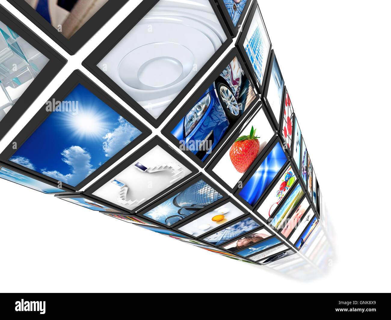 Ensemble de moniteurs avec des images lumineuses et colorées statique Banque D'Images