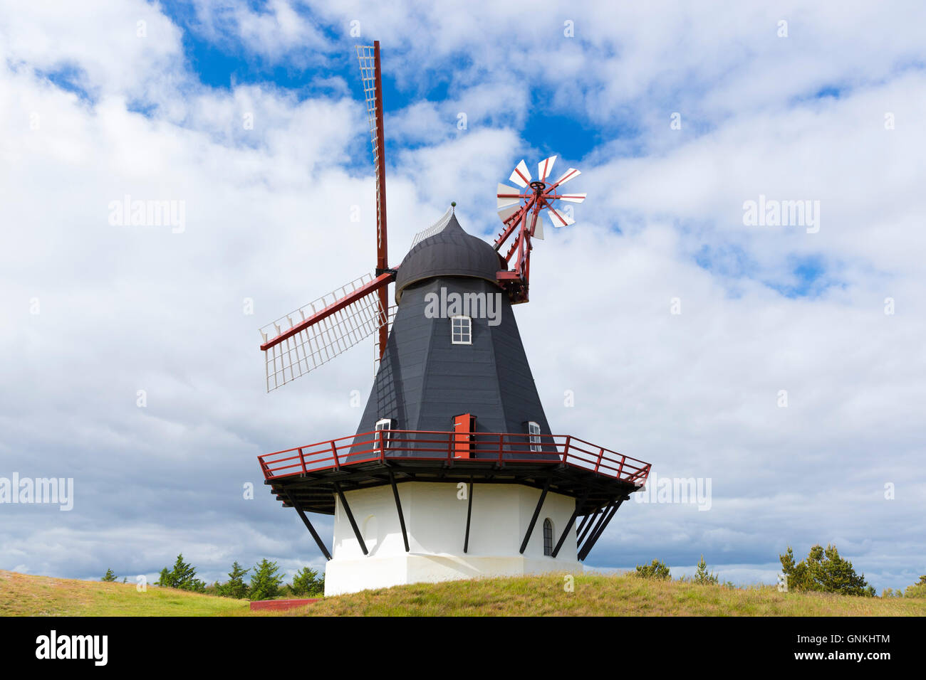 Sonderho Molle moulin pour l'énergie éolienne sur l'île de Fano - Adresses importantes Tidevand Færgeruter Lufthavne Bil - South Jutland, Danemark Banque D'Images